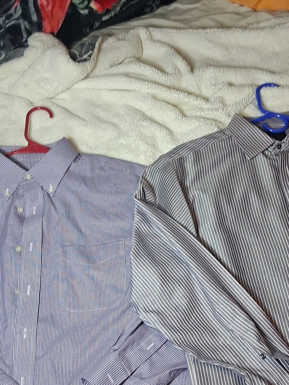 2 Jos. A. Bank Striped Cotton Dress Shirt - Blue/White
